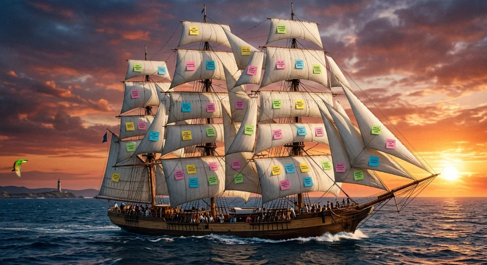 Warum KI bei uns im Maschinenraum arbeitet – und nicht am Steuer segelschiff post its new color